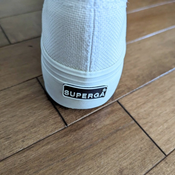 Superga 2790 White Canvas Platform Sneakers Shoes Women Size 6.5 - Picture 12 of 16